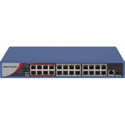 HIKVISION DS-3E0326P-E/M(B) PoE Switch 24 Ports Unmanaged, 1xRJ45, 1 θύρα οπτικής ίνας