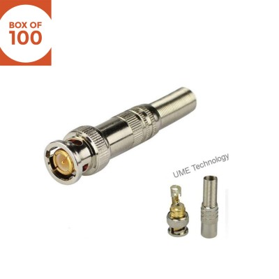 BNC connector με έλασμα για όλα τα καλώδια CCTV 100 Τεμάχια