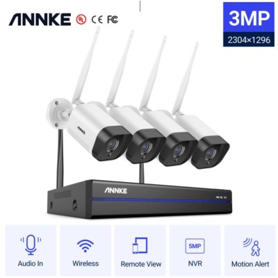 ANNKE 400 SET DIY WIFI NVR 5MP 8ch + 4 WIFI 3ΜP με ήχο εξωτερικές κάμερες