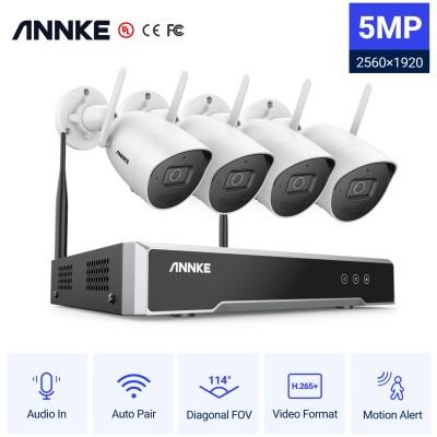 ANNKE WS500 SET DIY WIFI NVR 5MP 8ch + 4 WIFI ΜP με ήχο εξωτερικές κάμερες με ενσωματομένο σκληρό δίσκο 1TB