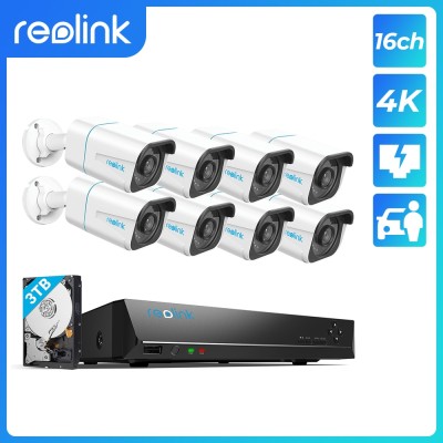 Reolink Set 4K RLK16-810B8-A NVR 16ch + 8 bullet κάμερες εξωτερικού χώρου + 3 TB HDD