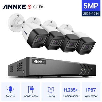 ANNKE DW41JD 4CH 5MP DVR + 4 CAM CR1CK 5MP με μικρόφωνο ΕΞΩΤΕΡΙΚΕΣ FULL SET