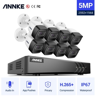 ANNKE DW81KD 8CH 5MP DVR + 8 CAM CR1CK 5MP με ενσωματομένο μικρόφωνο εξωτερικές FULL SET