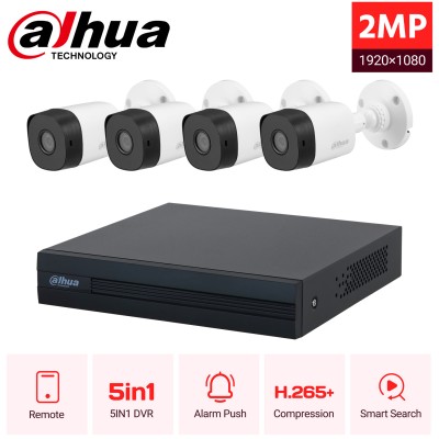 DAHUA SET 2MP(1080P) 5σε1 DVR XVR1B04-I 4ch + 4 κάμερες  HAC-B1A21 Εξωτερικές Bullet 