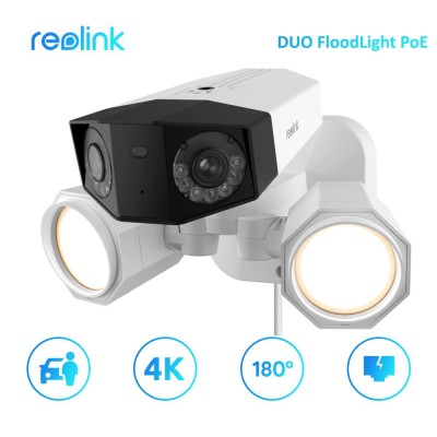 Reolink Duo Floodlight POE 8ΜP (4K) με διπλό φακό με γωνία θέασης 180° - Smart P/N: RDUO2FLOODLIGHTPOE