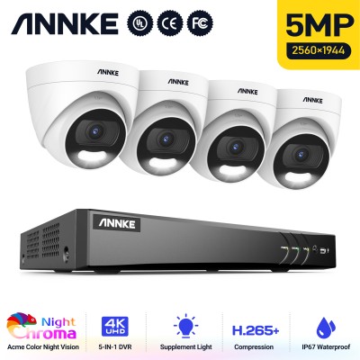 ANNKE SET 4K  DT81DP 5σε1 DVR 8ch 4K  + 4 CAM ΕΞΩΤΕΡΙΚΕΣ CR1CL 5MP 2.8mm NightChroma 