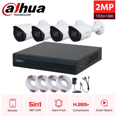 DAHUA SET 2MP(1080P) 5σε1 DVR XVR1B04-I 4ch + 4 κάμερες  HAC-HFW1200T-S5 2.8MMΕξωτερικές Bullet P/N: XVR1B04I4HFW1200T 