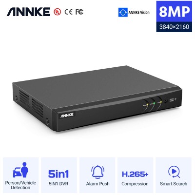 ANNKE DT81DX H.265 4K 8CH Ultra HD CCTV Surveillance DVR 5IN1 AI Human Detection