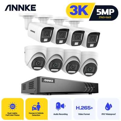 ANNKE DW81KD 8CH 3K DVR + 4 CAM CR1CW + 4 CAM CR1CV  3K Bullet & Dome εξωτερικές MPN: DW81KD+CR1CW*4+CR1CV*4