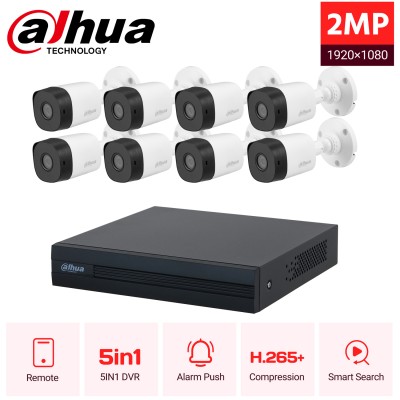 DAHUA SET 2MP(1080P) 5σε1 DVR XVR1B08-I 8ch + 8 κάμερες  HAC-B1A21 Εξωτερικές Bullet P/N: XVR1B08I8B1A21 