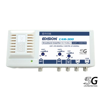 Edision CAM-300 Κεντρικός Ενισχυτής 5G 2-UHF/1-VHF/FM 115dBμV