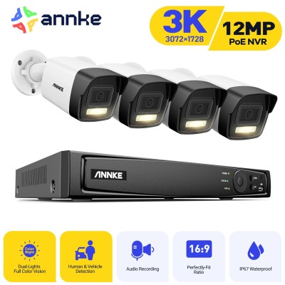 ANNKE SET 5MP N48PBB POE NVR 8 IP + 4 CAM ΕΞΩΤΕΡΙΚΕΣ I51EL 3K Dual Light 2.8mm