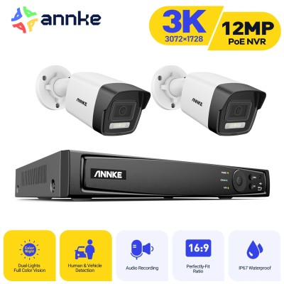 ANNKE SET 5MP N44PAM POE NVR 4 IP + 2 CAM I51EL 3K με μικρόφωνο Smart Dual Light  2.8mm